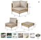 4-Piece Wicker Patio Furniture Set, All-Weather Outdoor Sectional Sofa with Water Resistant Beige Thick Cushions (Coffee Table Not Included)